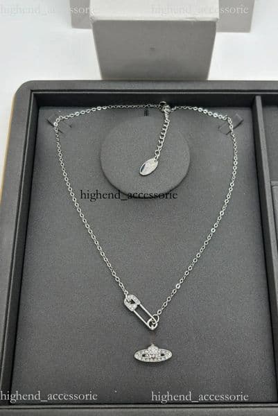 Saturn Pearl vivaia Necklace Women Designer necklace Three Dimensional Planet Neck Chain Sweater necklace Silver plated Elegant pin Pendant necklace 175