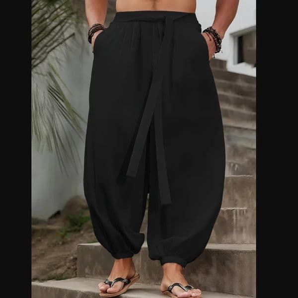 FGKKS Men Pants Fashion Loose Style Comfortable Cotton Man Black Solid Trousers 260421