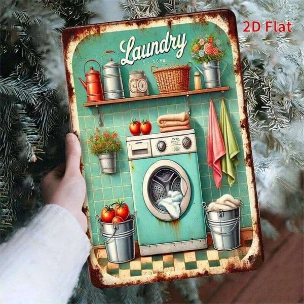 Metal "Laundry Room" Wall Sign - , Rustic Decorative Art Plaque with Humorous Design, Perfect for Home, Garden, Cafe, Restauran 26L0422