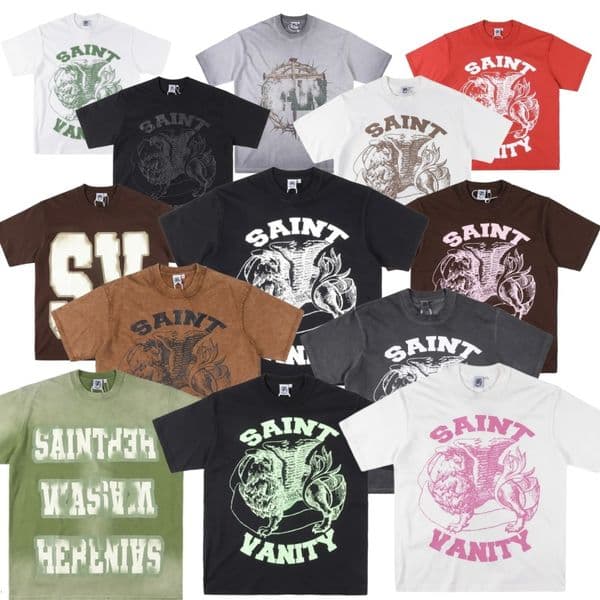2026 saint Vainty Mens Tshirts Designer Saint Vanity Shirt Streetwear Hip Hop Unisex Short Sleeve Summer High Quality Cotton Tshirts Vintage Print Letter yt