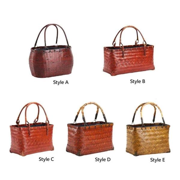 Women Tote Female Elegant Unique Woven Basket Bag Handwoven Handbag for Wedding Beach Camping Travel Summer 26W0422