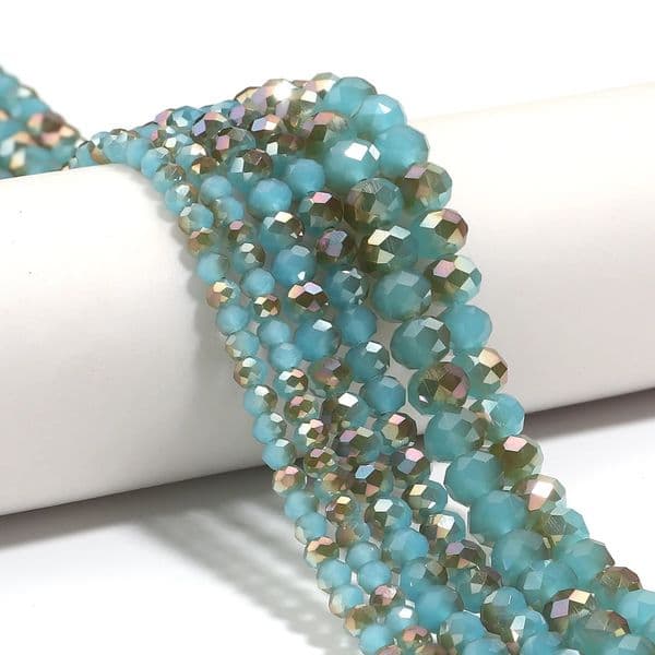 8mm Faceted Crystal Beads Lake Blue Glass Loose Spacer For Jewelry Making DIY Handmade Bracelet Necklace Accessories 260422