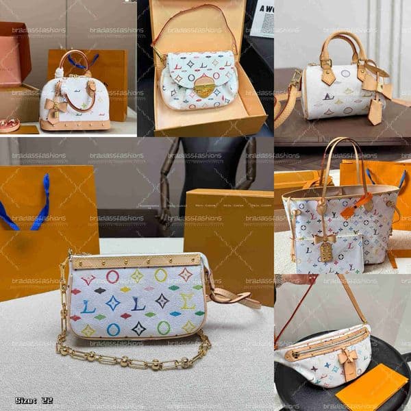 designer bags shoulder bag leather takashi murakami handbag baguette canvas women colorful bag fashion composite lady beach clutch tote woman bag purse wallets