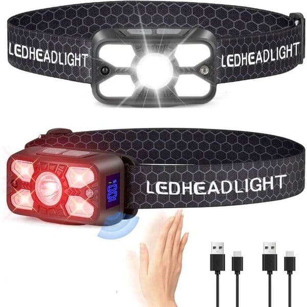 Usb Rechargeable 5 Led Headlamp 14 Modes Adjustable Motion Sensor Headlight Running Champing Fishing Lamp Head Flashlight