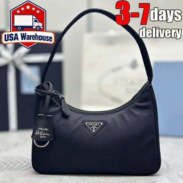 Designer Bag Shoulder Bag 2000 Handbag Luxury Bag Silver Buckle Nylon Hobo Bag Mini Crossbody Bag Classic Black Underarm bag Wallet Top Half Moon bag Fast Delivery
