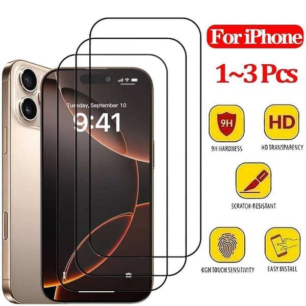 1-3PCS Protective Film For 17 16 Screen Protector iPhone 17e 16e 15 14 13 12 11 Max Tempered iPhone15 Pro Pelicula Cristal Templado 26L0422