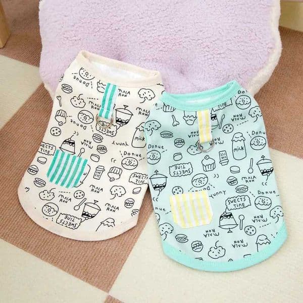 Summer Pet Shirts Cartoon Graffiti Pattern Clothing Puppy Cat Solid T-shirt Chihuahua Yorkie Thin Soft Fashion Vests Dog Clothes L260528