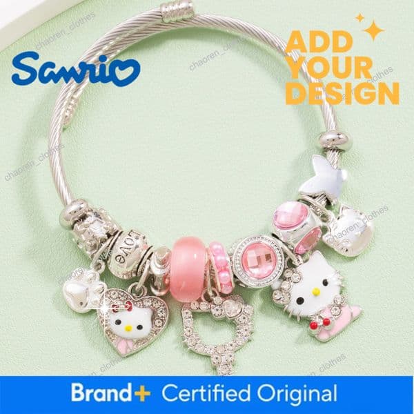 KT Cat Open Bangle Cute Cartoon DIY For Women Versatile High-End Cross-Border Jewelry Hello Kitty Bracelet Luxury Goods