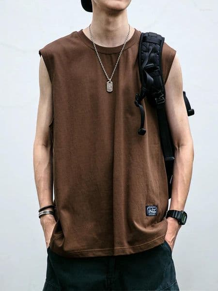 Men's Tank Tops Summer Retro Japanese Sle Loose Sports Vest Ort Sve T-irt Men Casual Outdoor Oulder Strap Svel