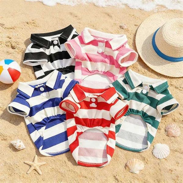 Summer Dog Clothes Fashion Simple Striped Dog Shirts Chihuahua French Bulldog Soft Vest Puppy Outfit Apparel Pet Costume L260528