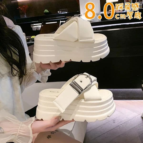 Fashion Women Shoes 8CM Buckle Wedge Sandals Outdoor Casual Platform Slippers Woman NonSlip Versatile Sandalias Mujer 260421