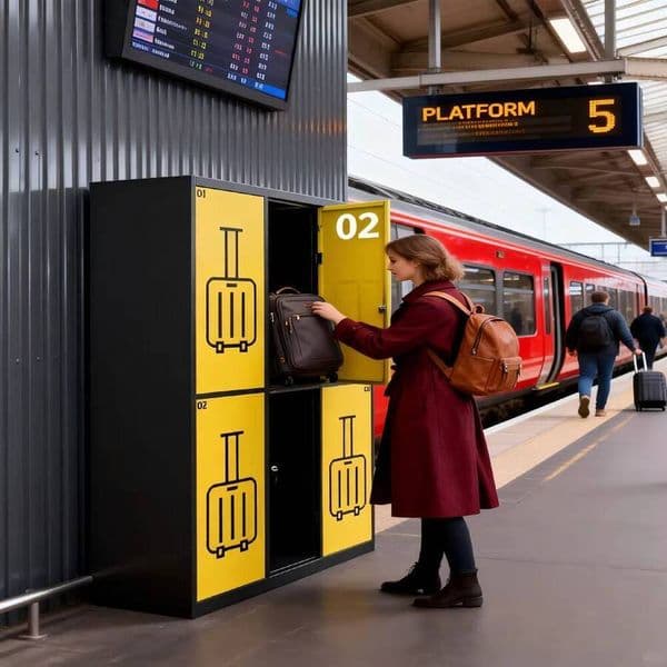 High-security electronic smart lockers suitable for stations airports - keyless entry via facial recognition and mobile app