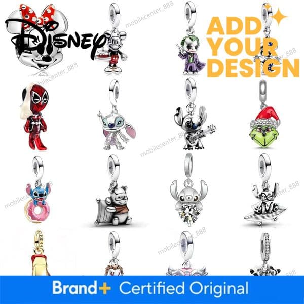 Designer Disney Fashionable Disney 925 Sterling Silver Mickey Minnie Stitch Dangle Charms Bracelet Enamel Cartoon DIY Jewelry Gift Luxury