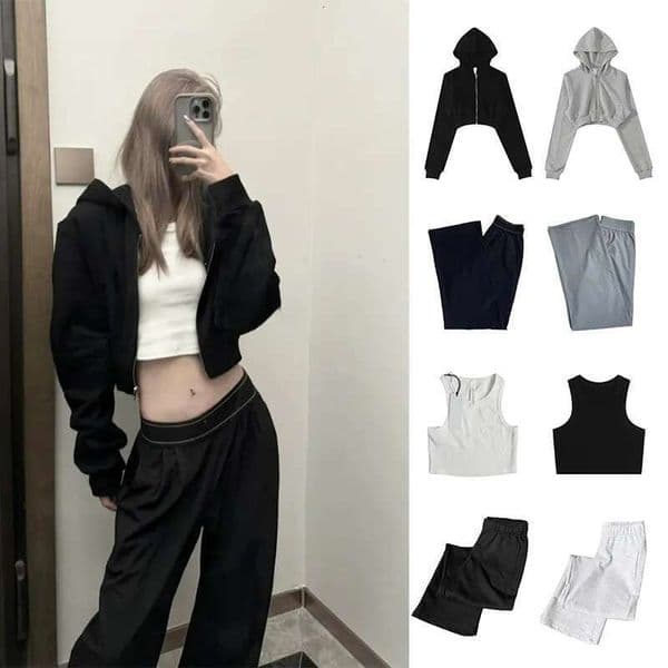 Women Clothes Set Sweatshirts Sports Tank Tops Sports Long Pants Leggings Shorts Multi Scene Sports Fitness Sets Women Clothes Yoga sets