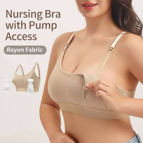Natural Bamboo 3-In-1 Hands-Free Pumping & Nursing Anti-Bacteria Machine Washing Wireless Maternity Bra For Working Moms