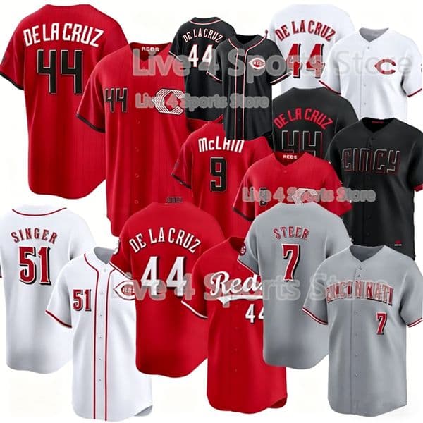CincinnatiS Reds Jersey Elly De La Cruz Sal Stewart Spencer Steer Eugenio Suarez Matt McLain TJ Friedl Ke'Bryan Hayes Tyler Stephenson Rhett Lowder Chase Burns Benson