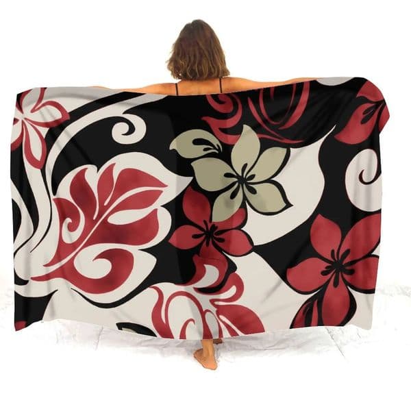 Custom Polynesian Ladies Sarong Vintage Floral Print Summer Seaside Windproof Sun Protection Cape Quality Fabric 260407