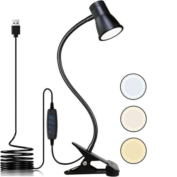 LED Desk Clip Adjustable Brightness Room Book Study Read Lamp Flexsible Reading Night Light