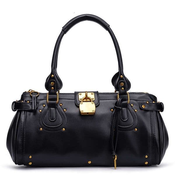 Totebag Shoulder ROSE NOIRE New Lock Cross Exclusive Women S Fashion Retro Lock Boston Handbag Large Capacity Personalized Street Shoulder Bag