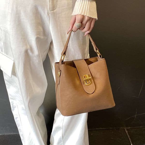 OLOEY Korean-Style Simple Hand-Held Bucket For Women, Versatile Niche Fashion, Stylish And Elegant Women's Bag, Single-Shoulder Crossbody Bag