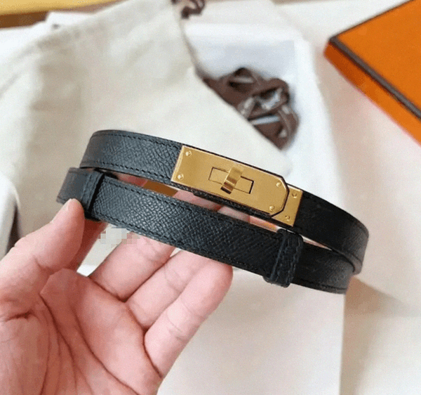 Women designer belt fashion luxury brand narrow genuine leather belt dress set pants decoration ceinture woman smooth buckle design waist tight black 28ju Q260613