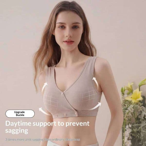 Plus Size Breastfeeding Underwear Fixed Padding Natural Fiber Blend Pregnant And Postpartum Sleep Bra For C-G Cup Engineering