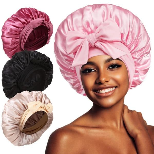 Women Satin Tie Bonnet Spandex Wide Stretchy Band Long Tail Cheveux Nuit Silk Sleeping Night Cap Bonnets for 260421