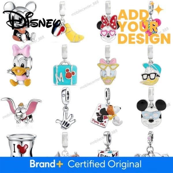 Designer Disney 925 Silver Cartoon Mouse Duck Charms Enamel Beads Fit Original Bracelet DIY Jewelry Making Accessories Girls' Holiday Gifts Luxury