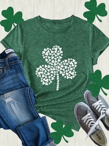 Shamrock Womens Tee St Patricks Day Graphic Casual Green Top 260422
