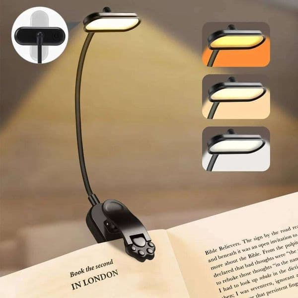 LED Clip on Mini Usb Rechargeable Lamp Portable Read Book Bedroom Reading Night Light
