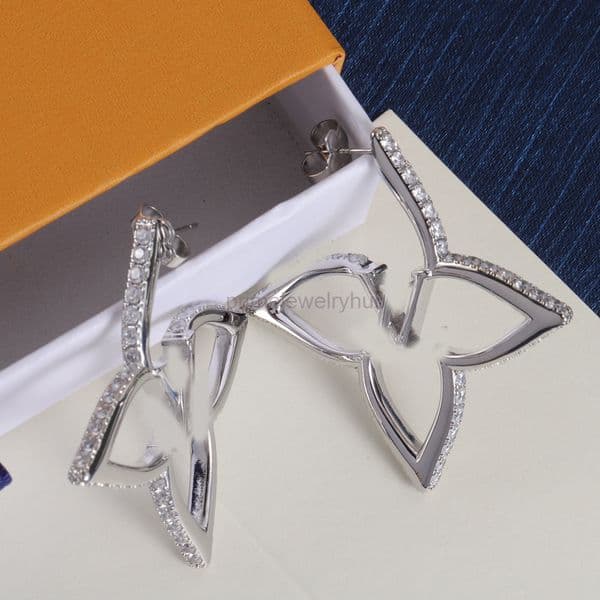Designer Earrings Classic Crystal Clover Charm Hoop Dangle Gold Silver Plated Stud For Women Men Fashion Jewelry birthday Gift lousi Louise lvness lvs earring