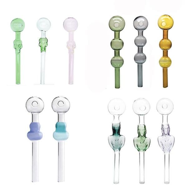 Creative Newest Skull Gourd shape 12cm Glass Oil Burner Pipe Colorful Thick heady Smoking Tube Pipes Glass Oil Nails Water Hand Pipes