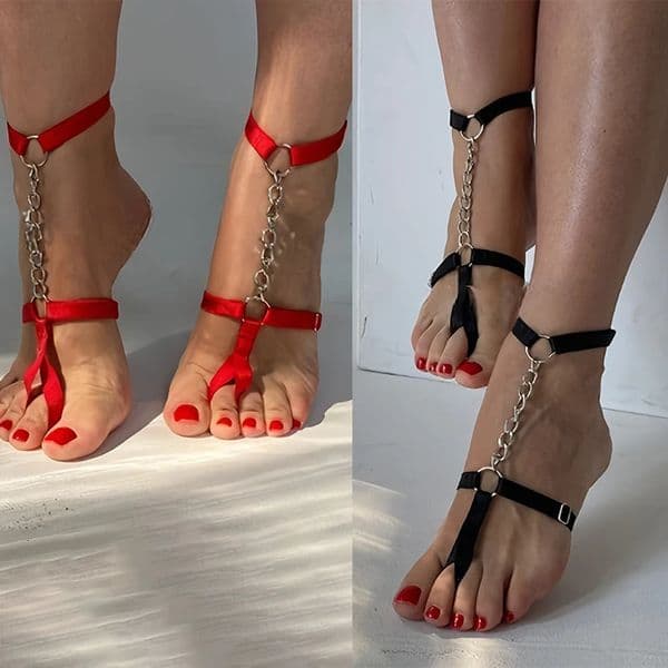 Chain Gothic Black Elastic Band Bandage Anklet Bracelet For Women High Heel Summer Barefoot Ankle Sandals Prom Foot Belt 260421