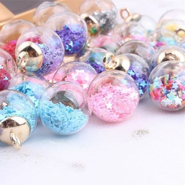 10pcs 16MM Magic Ball Transparent Glass Beads Transparent Pendant Pentagram Round Beads Earring Accessory y260422