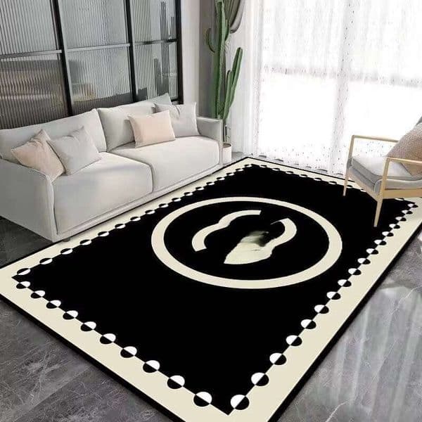 European Style Nylon Letter Print Floor Mat Stylish Non Slip Carpet for Living Room & Bathroom