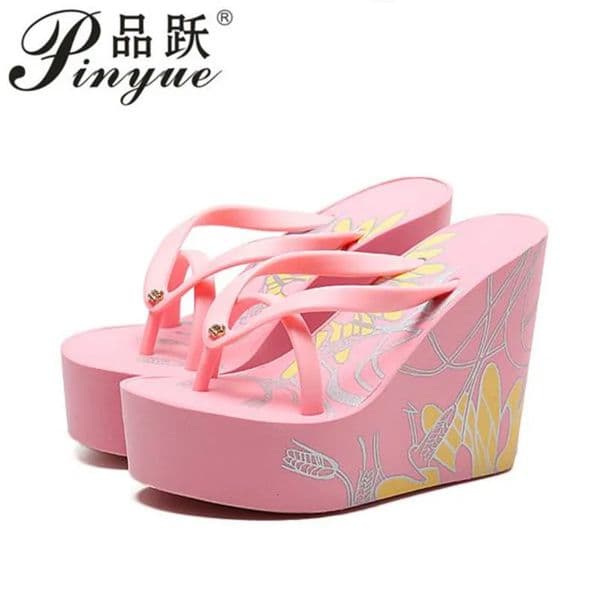 Platform Wedges Sandals Wedges Flip Flops High Heel Sandals Slippers White Beach Sandals Bohemia Flip Flops Pink size 32--43 260422
