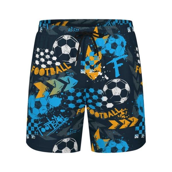 Men's Football Soccer Print Shorts Quick Dry Breathable Drawstring Summer Casual Beach Training Gym Running Athletic Shorts