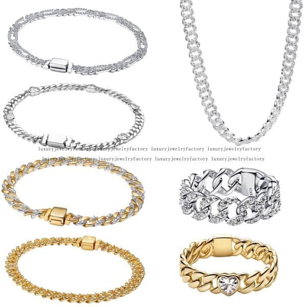 Tennis sparkling Cuban Chain Bracelet necklace Ring Bracelets designer Women with box gold Charms bracelet 925 Silver Chain luxury Jewelry wedding party gift