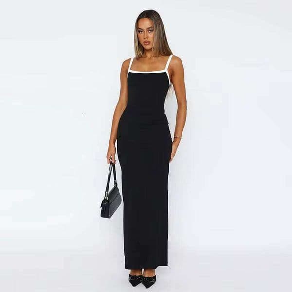 Summer Women's Sleeveless Solid Casual Backless Sexy Bodycon Long Dress