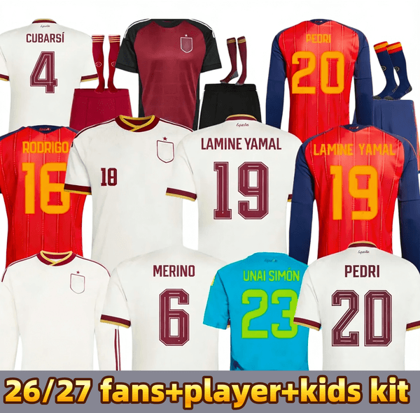 SPAIN football shirt 2026 World Cup PEDRI GAVI LAMINE YAMAL MORATA Carvajal FERRAN RODRIGO Jersey Men Kid Kit Football Shirt CUBARSI MERINO camiseta S-4XL