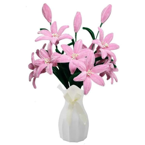 Luxury Designer Decor DIY Crafts Pipe Cleaner Flower Kits For Making Artificial Chenille Stems 10 gift set Lilies 3 Buds Bouquets For Party Office Home Decor De 1 7 4