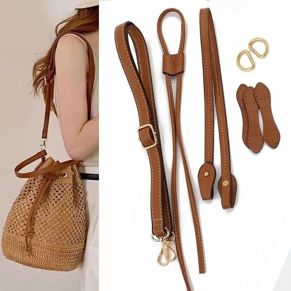 1Set Handmade PU Leather Bag Strap Handbag Woven High Quality Bags Crafts With Hardware Shoulder Crossbody Straps Accessories 260423