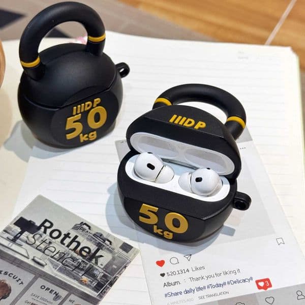 Cute 3D Fitness Kettlebell For Airpods Pro 2 Case Silicone Protective Earphone Cover For Airpods 4 3 2 1 Case Cover Funda J260423