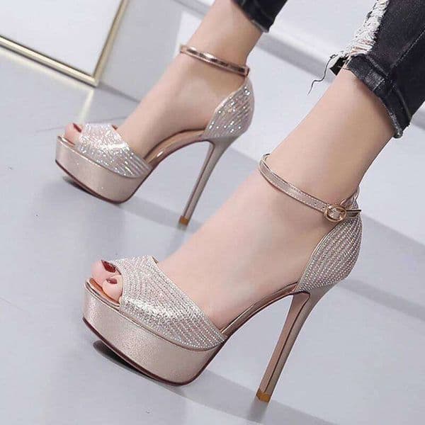 Bling Women 2021 Gladiator High Heels 12CM Platform Sandals Pumps Peep Toe Ladies Party Bridal Wedding Shoes LEEGO LENS