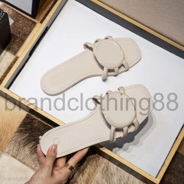 Women Sandals Designer Brand Flat sandles Heels Beach Real Leather Slippers Letter Slides Women Flat Slide Flip flop Flops with Dust Bag 35-42