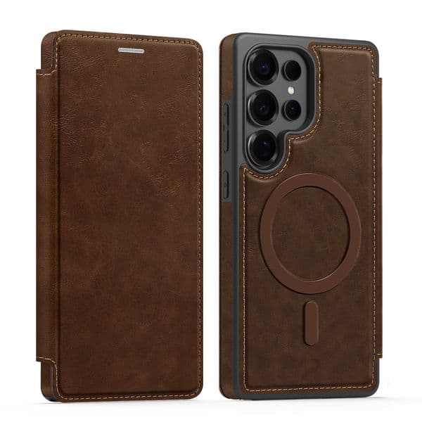 Suitable for Samsung S26Ultra phone magnetic flip cover leather S25Plus card slot protective case