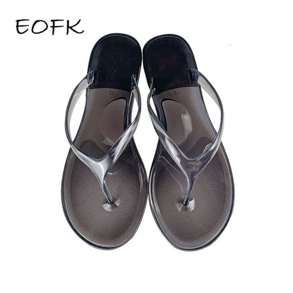 EOFK Womens Flip Flops Slippers Outdoor Beach Anti-slip Slipper Summer Girls Fashion Transparent Flat Sandals 260416