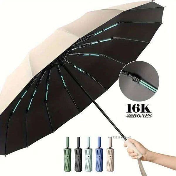 16K Double Bones Large for Men Women Windproof Umbrellas Automatic Folding Strong Luxury Sun Rain Umbrella UV Business 26Y0423