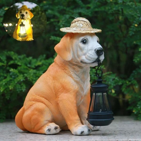 Solar Dog Sculpture Ornament Night Light Outdoor Waterproof Garden Decoration Creative Lawn Landscape Light as a Gift 260422