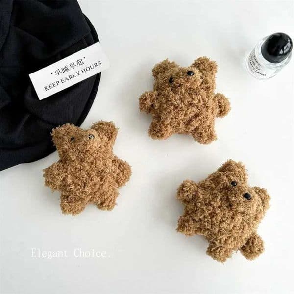 Brown Plush Bear Case for AirPods 4 AirPods 1 2 3 Pro Pro2 Bluetooth Eauds argBox Protective Earphone Case Cover J260423